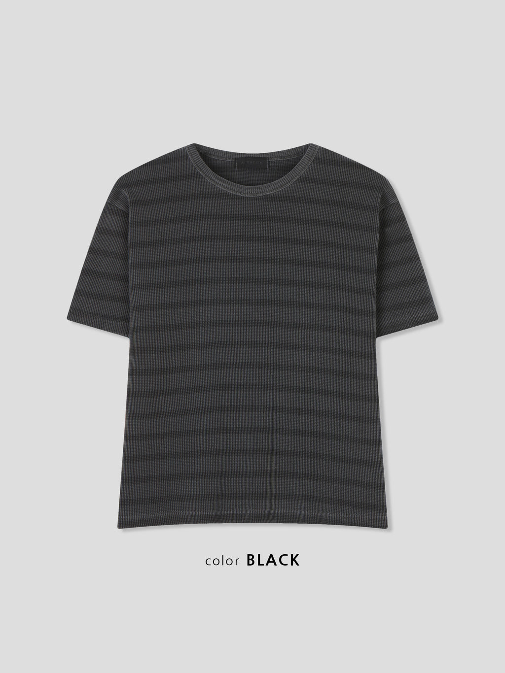 Striped Waffle Knit Tee | 100% Cotton Relaxed Fit T-Shirt | Soft Textured Casual Top | Korean Minimalist Clothing