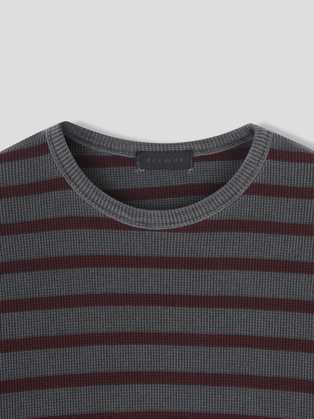 Striped Waffle Knit Tee | 100% Cotton Relaxed Fit T-Shirt | Soft Textured Casual Top | Korean Minimalist Clothing
