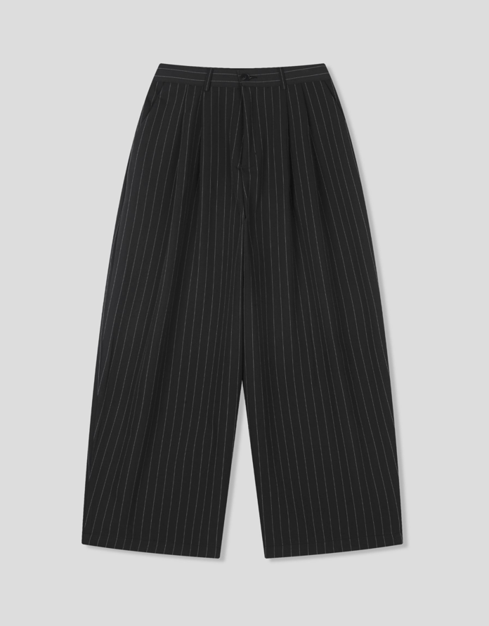 Mac ST Slacks Pinstripe Wide-Leg Pleated Trousers