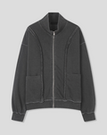 Vintage Washed French Terry Raw Edge Seam Zip-Up Jacket