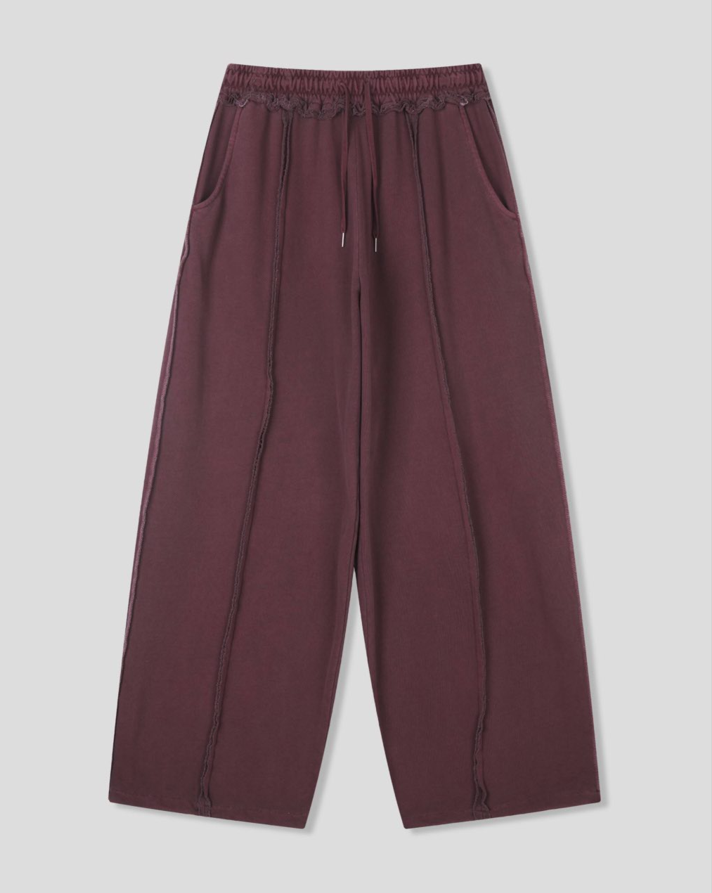 Raw Edge Wide-Leg Pigment Dyed Lounge Pants