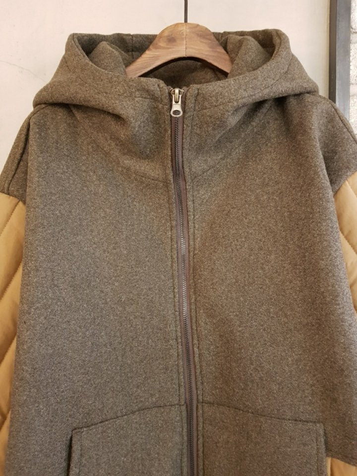 Colorblock Quilted Long Zip-Up Hooded, Coat Minimal, Cozy & Statement-Making Outerwear