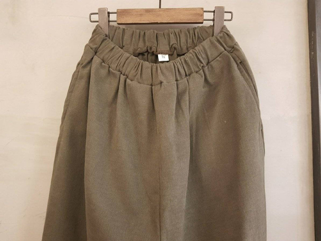 Stretching Pigment Medium-Thick Cotton Mid-Rise Cropped Relaxed fit Pants