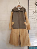 Colorblock Quilted Long Zip-Up Hooded, Coat Minimal, Cozy & Statement-Making Outerwear