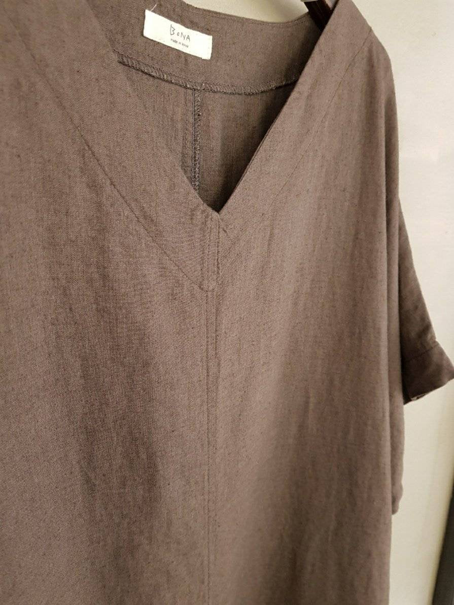 100% Linen Batwing Dress, Loose Fit, Short Sleeve, Lightweight Vacation Wear