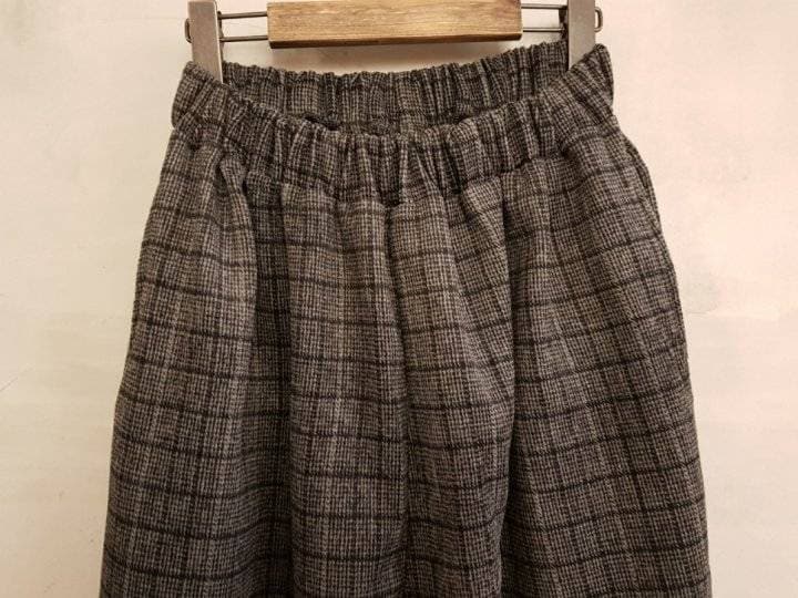 Plaid Wool-like Fabric Baggy Pants, Wide Legs, Winter Warmth