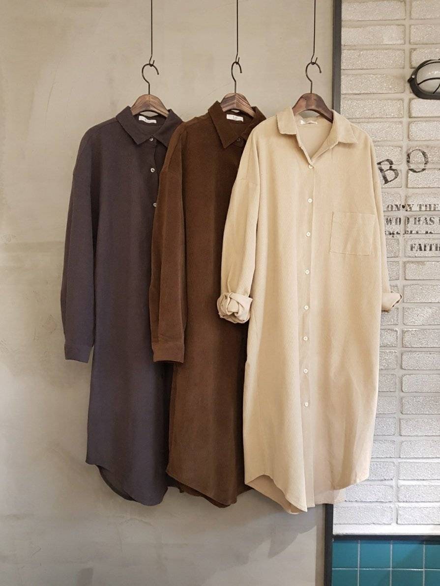 Cotton Light and Fine Corduroy Shirts Dress Perfectly Loose fit