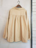 Oversized Peter Pan Collar Organic Cotton Blouse | Flowy Back Pleats, Soft Beige