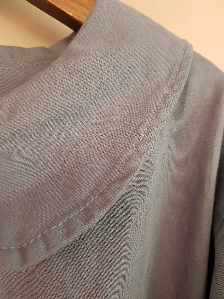 Oversized Peter Pan Collar Organic Cotton Blouse | Flowy Back Pleats, Soft Beige