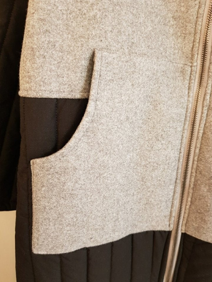 Colorblock Quilted Long Zip-Up Hooded, Coat Minimal, Cozy & Statement-Making Outerwear