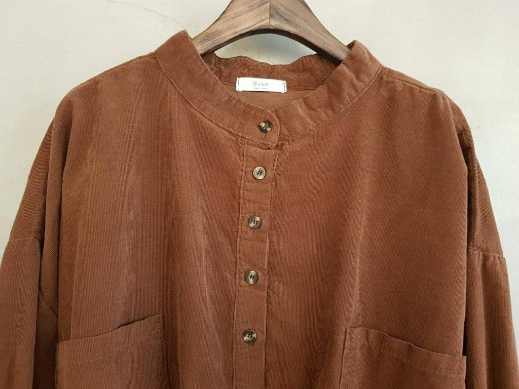 Women's Fine Corduroy Long Dress, Loose fit