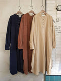 Women's Fine Corduroy Long Dress, Loose fit