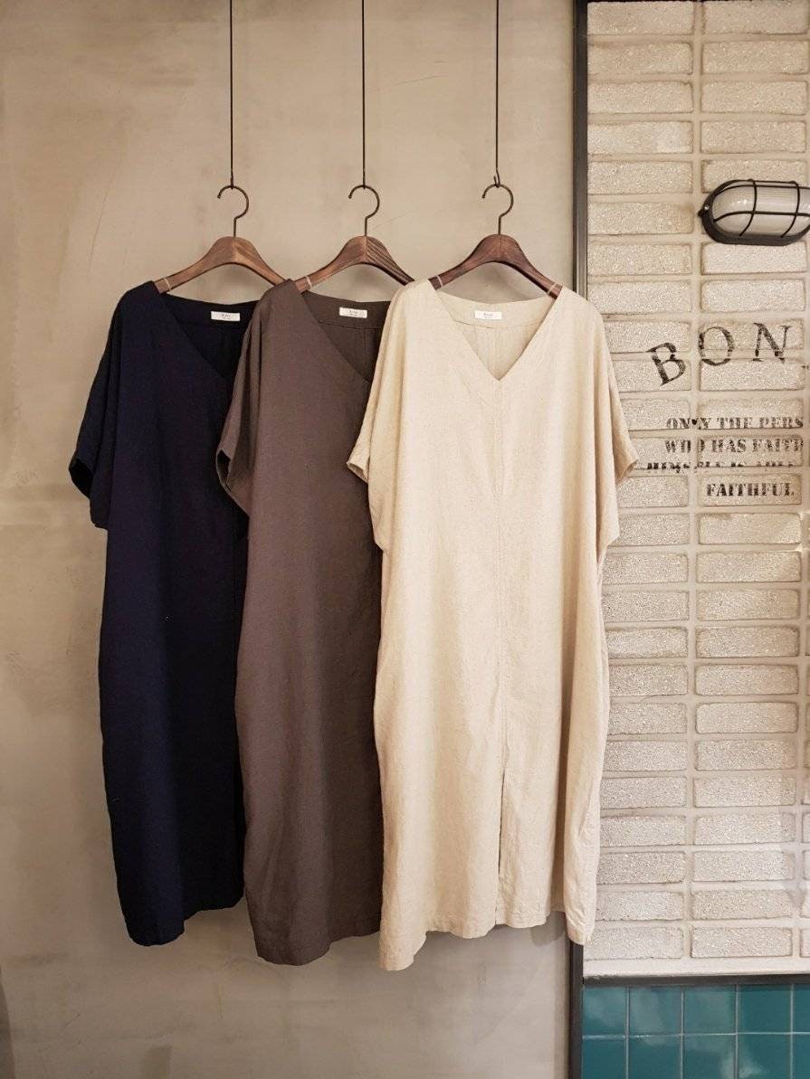 100% Linen Batwing Dress, Loose Fit, Short Sleeve, Lightweight Vacation Wear