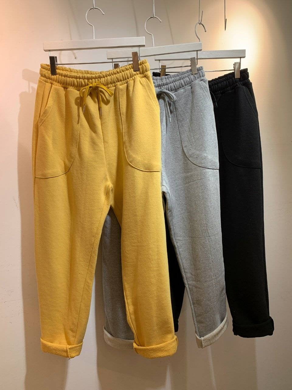 Cotton Tapered Semi-Baggy Jogger , Mustard only available