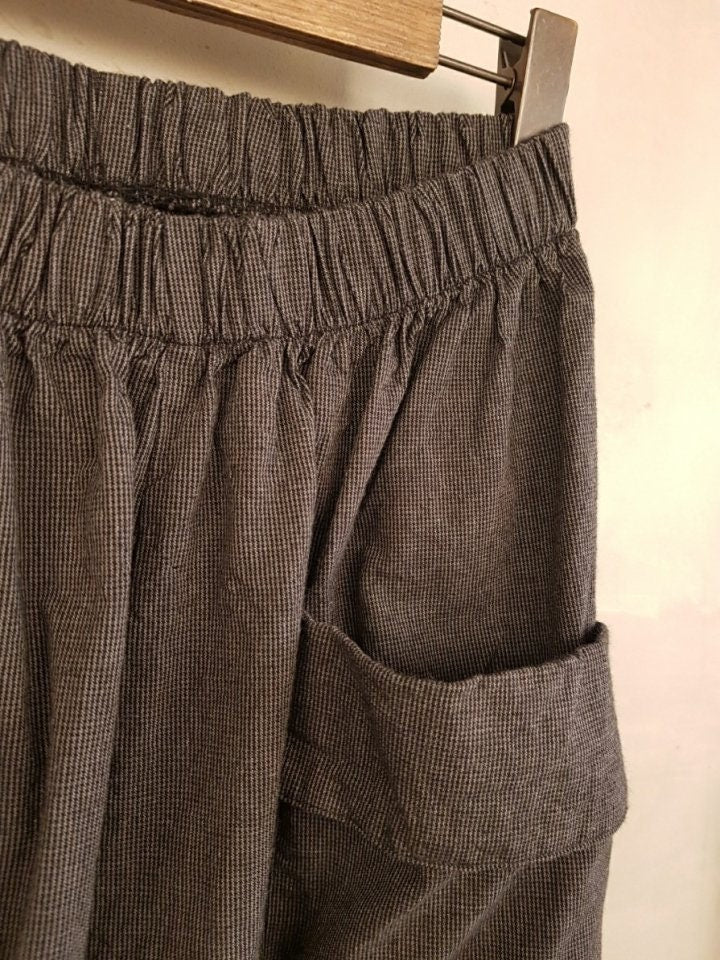 Linen Cotton Wide Leg Pants: Cropped Baggy Fit, Front Pockets, Summer Breeze