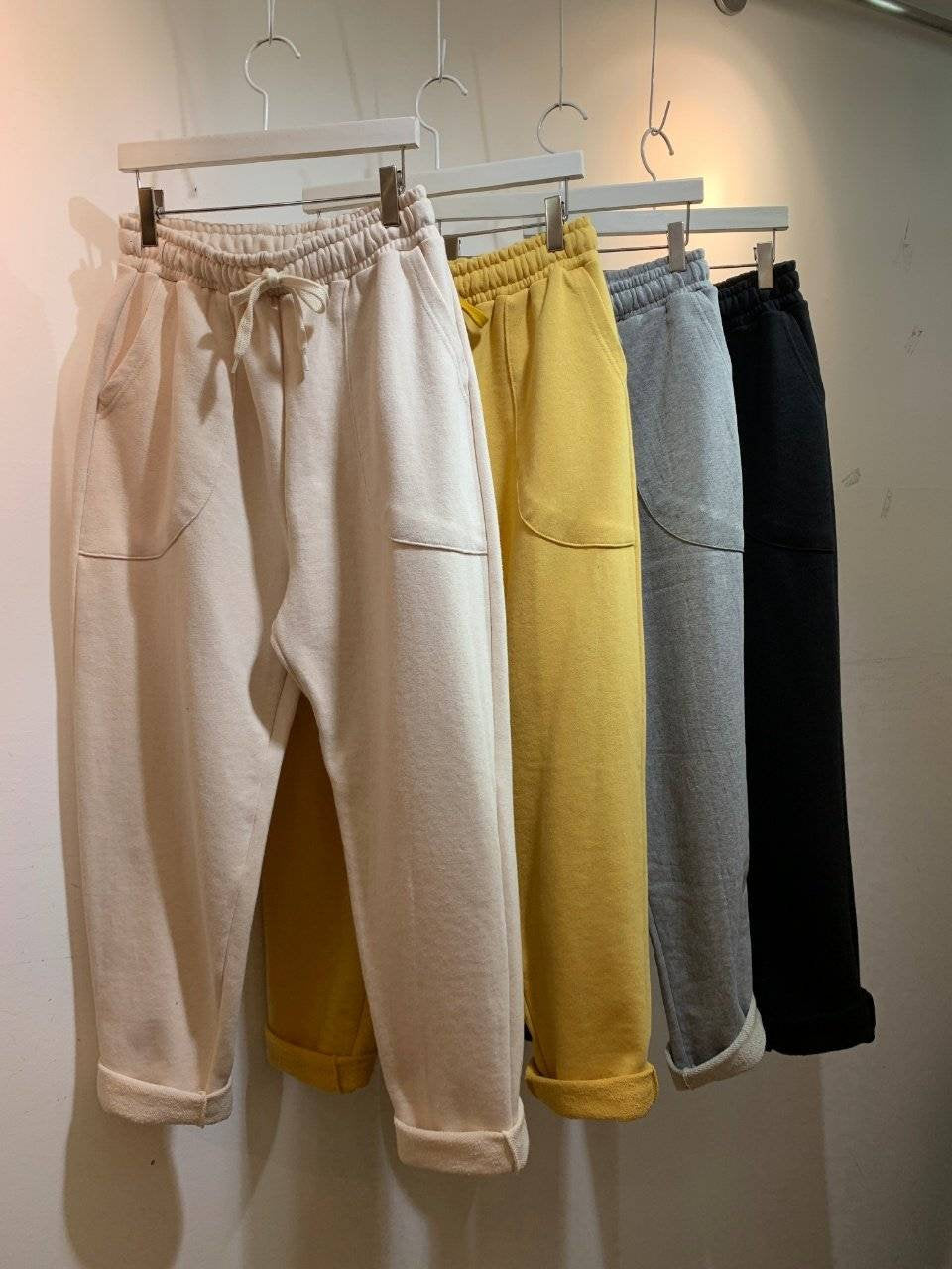 Cotton Tapered Semi-Baggy Jogger , Mustard only available