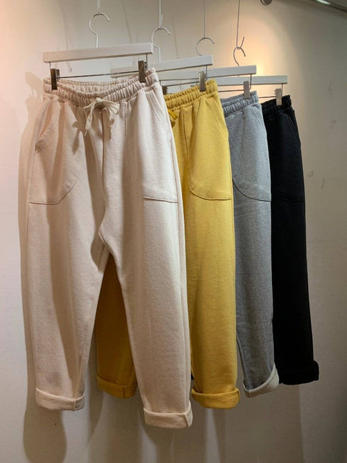 Cotton Tapered Semi-Baggy Jogger , Mustard only available