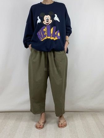 Milano 100% Cotton Baggy Cropped Pants *Gray only available.
