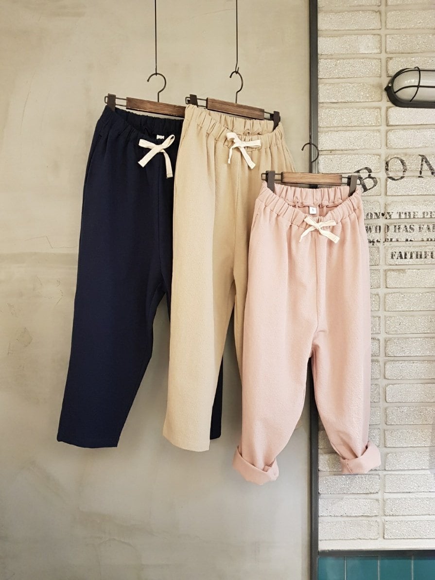 Women's Pastel Tone Cotton Banding Semi Baggy Tapered Jogger Pants