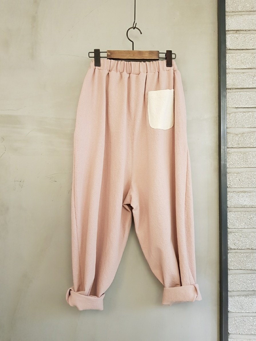 Women's Pastel Tone Cotton Banding Semi Baggy Tapered Jogger Pants