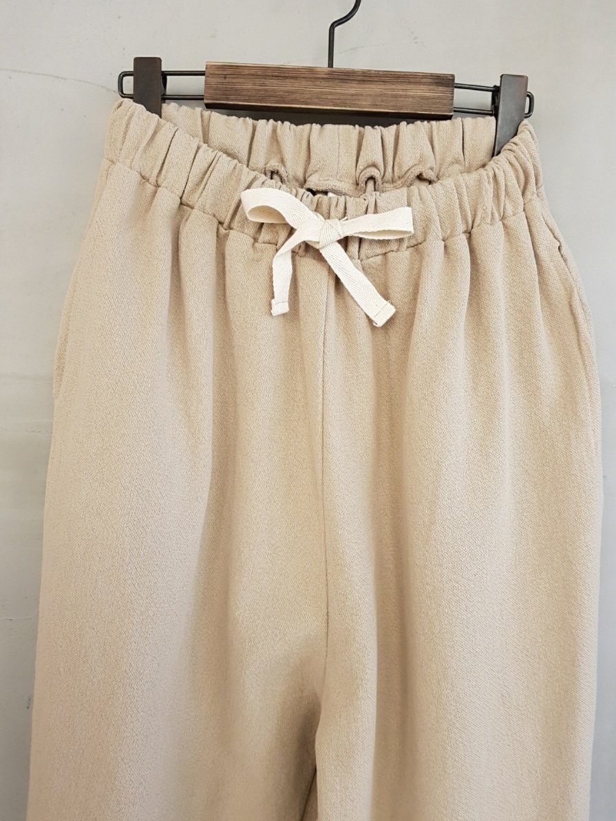 Women's Pastel Tone Cotton Banding Semi Baggy Tapered Jogger Pants