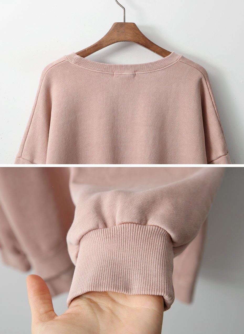 Vintage Pigment Dyed Oversized Sweatshirt | Bio-Washed 100% Cotton Loose Fit Crewneck