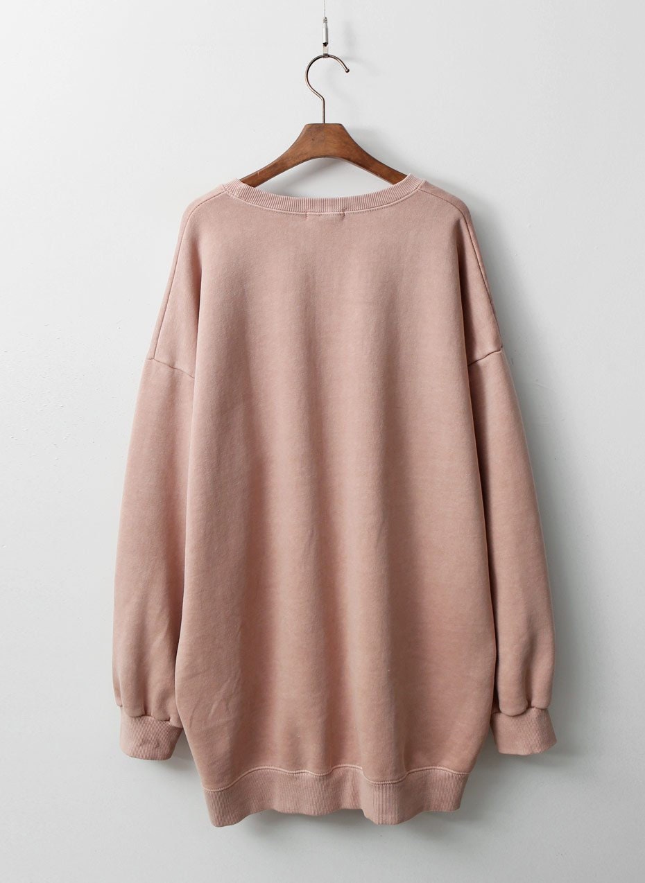 Vintage Pigment Dyed Oversized Sweatshirt | Bio-Washed 100% Cotton Loose Fit Crewneck