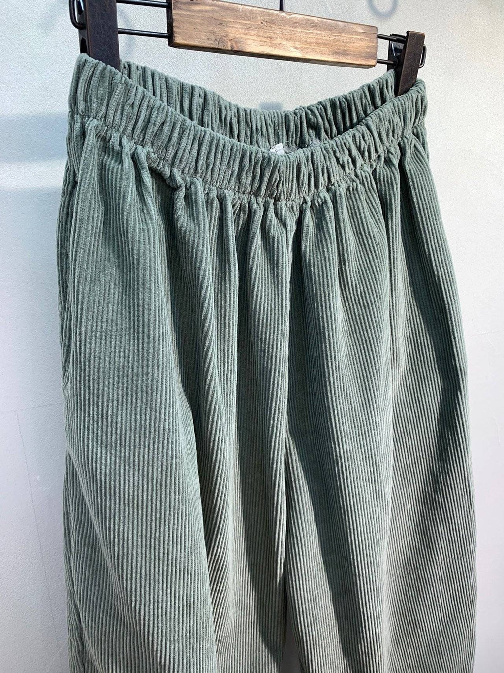 Mid-Rise Thick Corduroy Cropped Baggy Pants Wide Leg for Winter