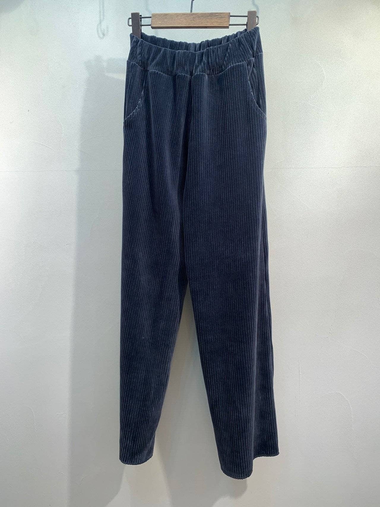Velour Corduroy Soft Touch High rise Pants with banding waist