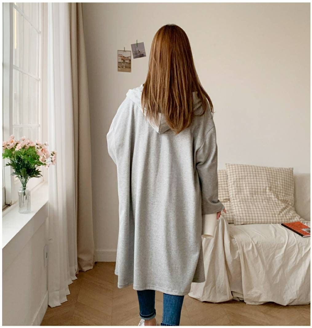 Robinhood Cotton Long Robe Hoodie Long for Spring and Fall