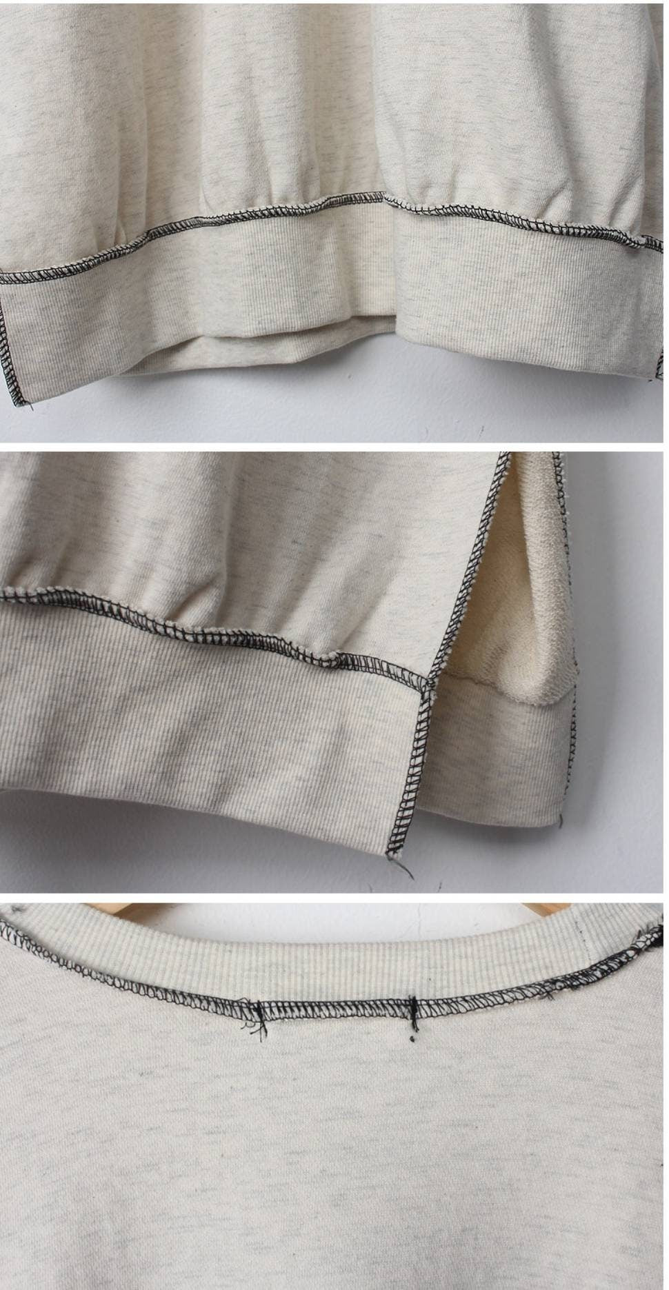 Close-up of the hem and side-slit detail showing quality stitching and clean construction