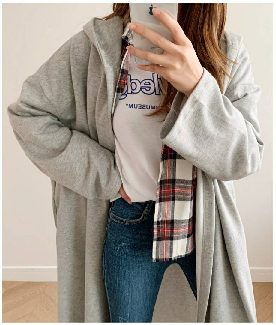 Robinhood Cotton Long Robe Hoodie Long for Spring and Fall