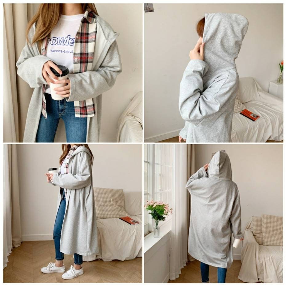 Robinhood Cotton Long Robe Hoodie Long for Spring and Fall