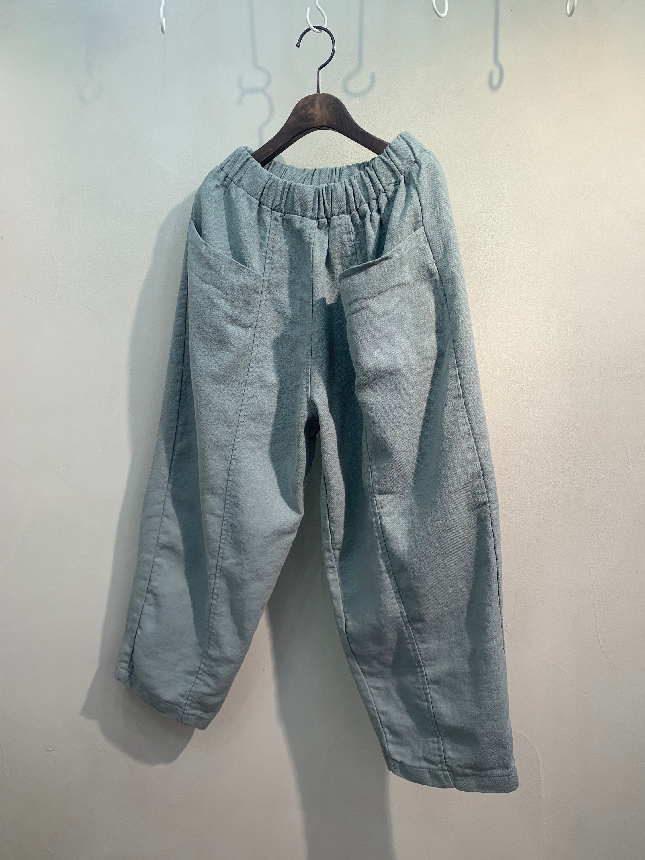 Relaxed Fit Thick Cotton Cropped Trousers | Minimalist Elastic Waist Pants