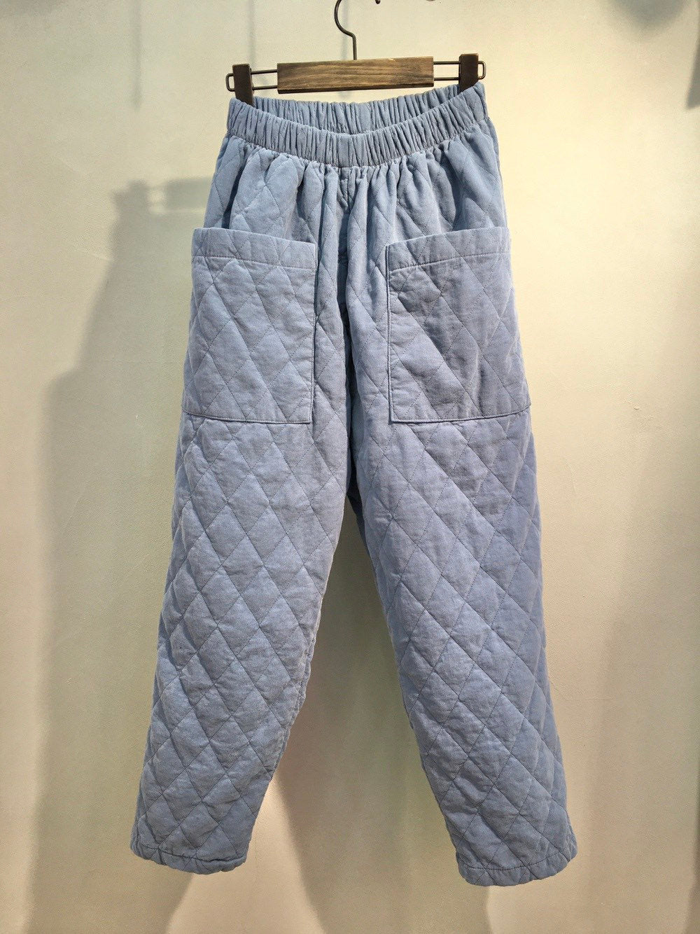 Quilted Cropped Baggy Pants: Comfy Cotton, Mid-Rise, Big Pockets