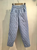 Quilted Cropped Baggy Pants: Comfy Cotton, Mid-Rise, Big Pockets