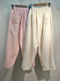 100% Cotton Baggy Cropped Pants with Back Pockets – Light Summer Trousers