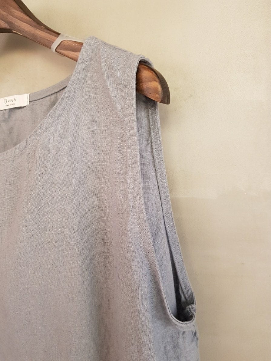 SUMMER SPECIAL 100% Rustic Linen Loose Fit Sleeveless Blouse
