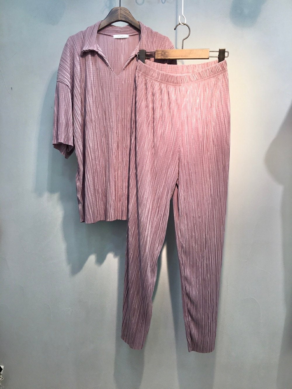 Women’s Pleated Two Pieces Lounge Set, Super light and cool fabric for Summer