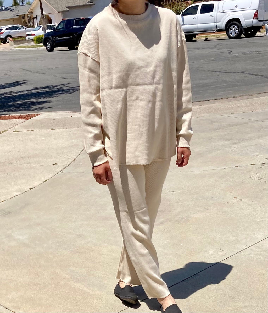 Super Comfy Waffle Pants, Set with waffle top round shirts