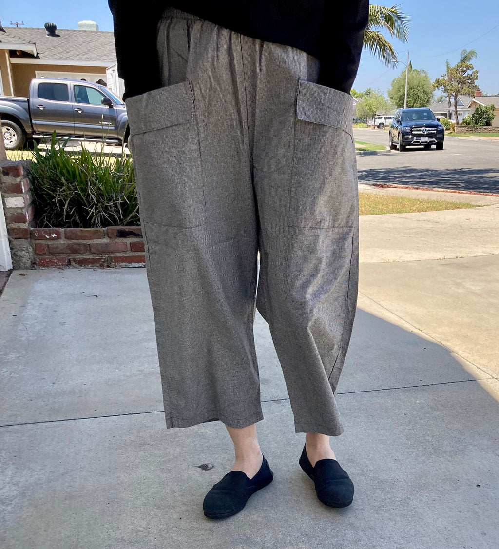 Linen Cotton Wide Leg Pants: Cropped Baggy Fit, Front Pockets, Summer Breeze