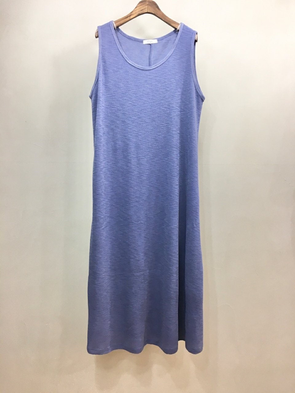 100% Cotton Waffle Knit Sleeveless Dress - Relaxed Fit Midi Tank Dress
