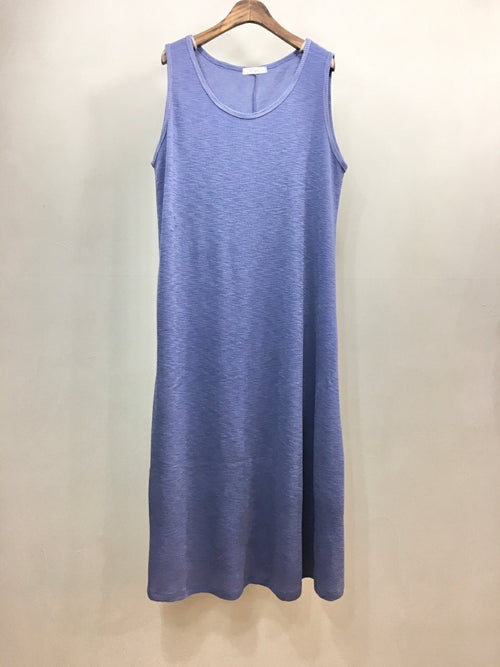 100% Cotton Waffle Knit Sleeveless Dress - Relaxed Fit Midi Tank Dress