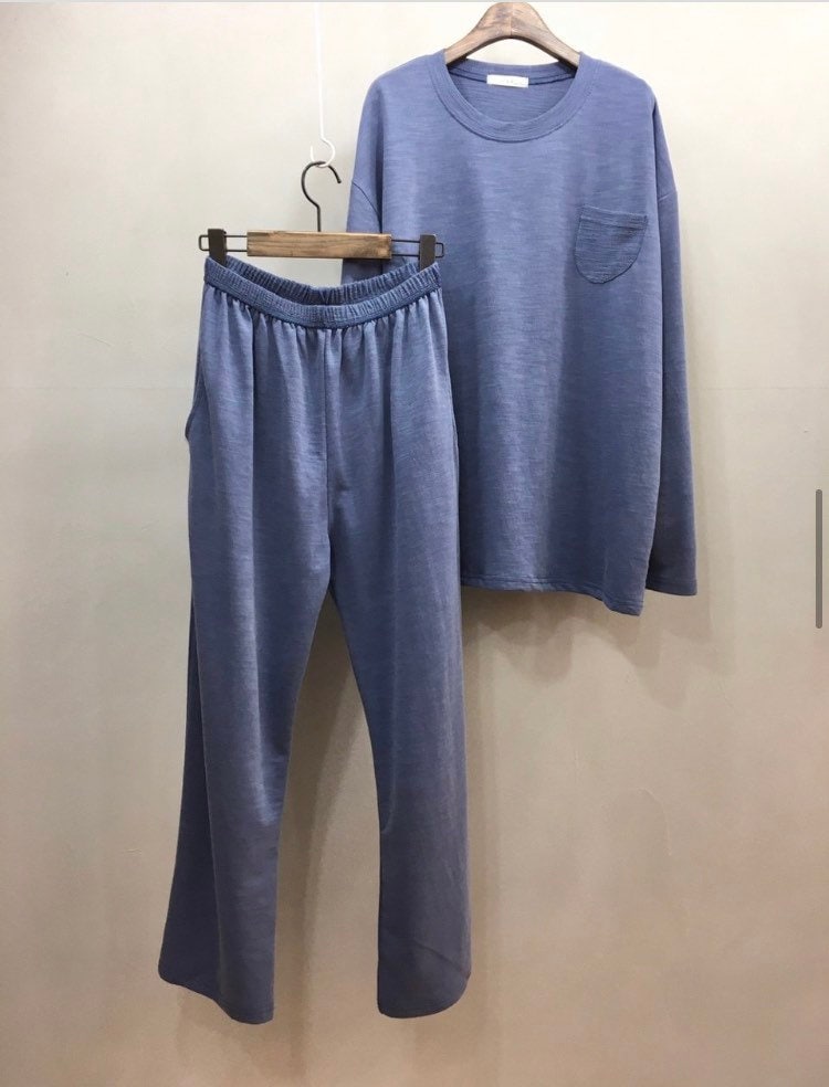 Organic Cotton Pigment Biowashing Top and Loose Fit Sweatpants Set