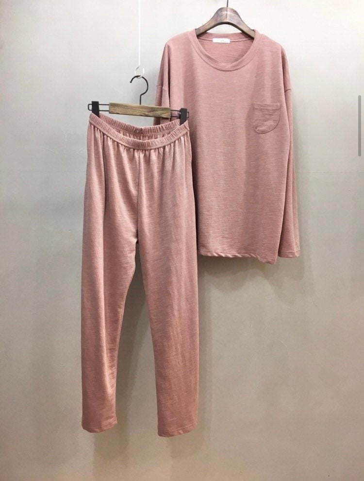 Organic Cotton Pigment Biowashing Top and Loose Fit Sweatpants Set