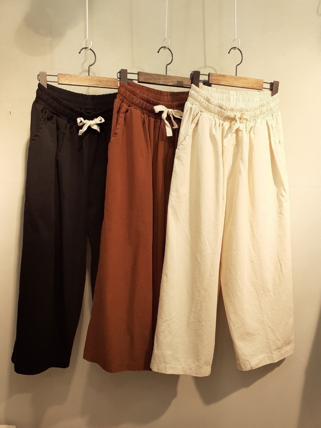 Cotton String Cropped Baggy Pants