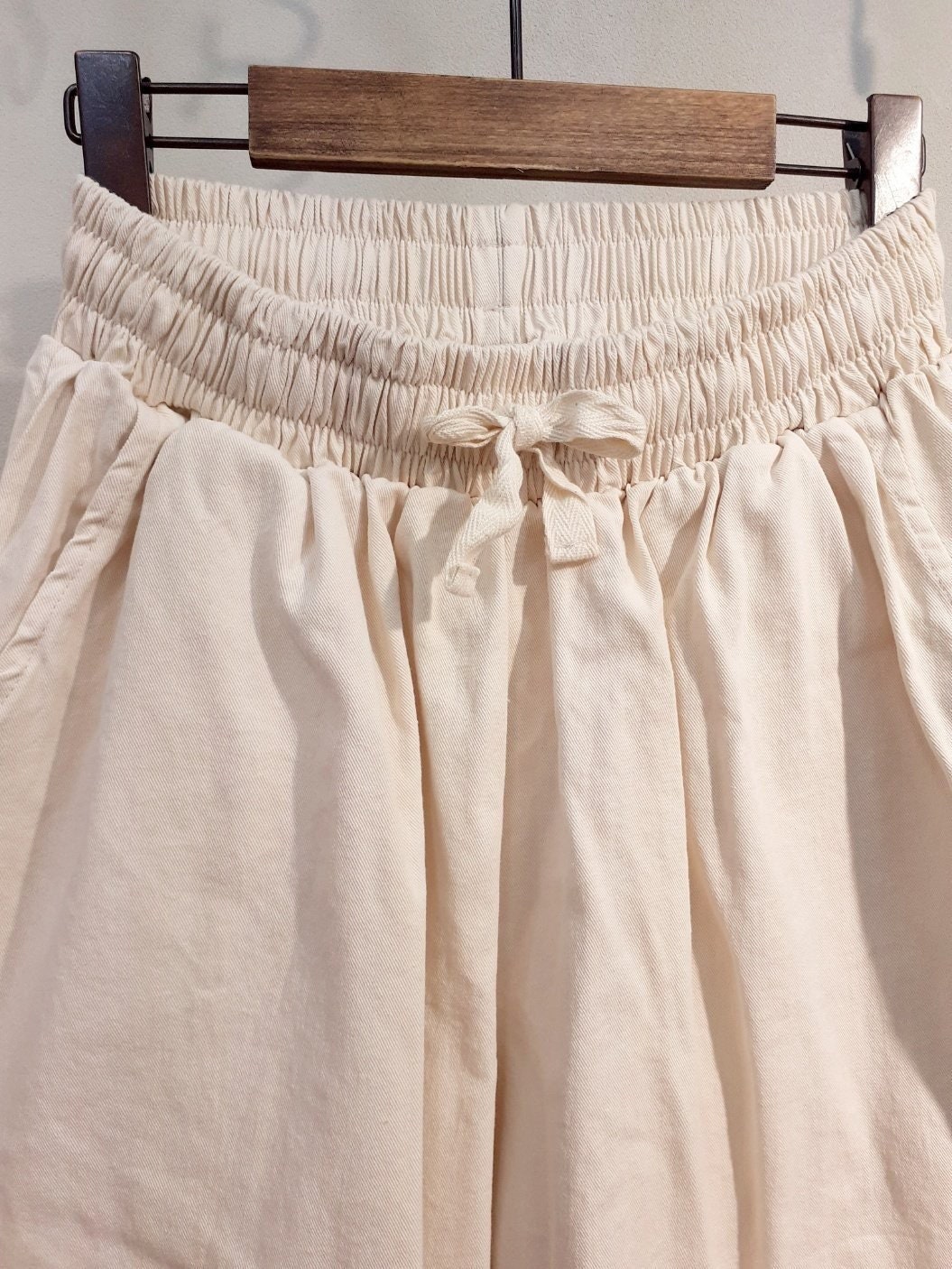 Cotton String Cropped Baggy Pants