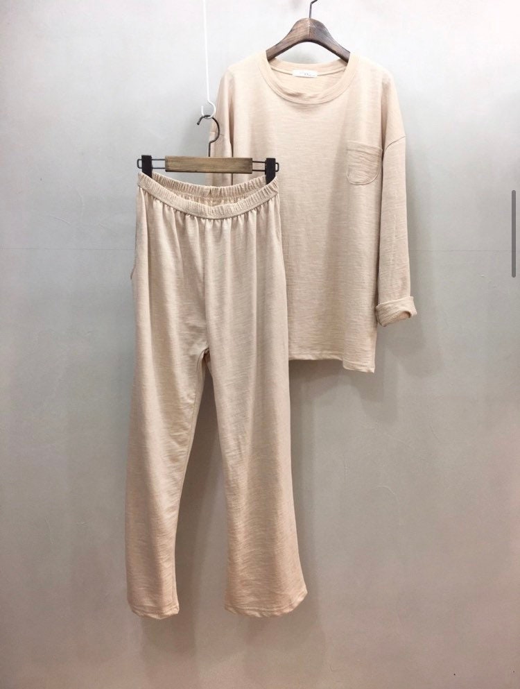Organic Cotton Pigment Biowashing Top and Loose Fit Sweatpants Set