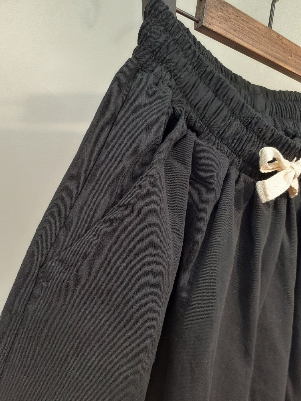 Cotton String Cropped Baggy Pants