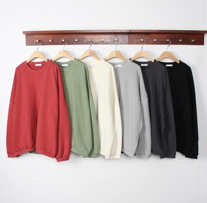 Women’s Loose fit Solid Simple Cotton Sweatshirts for Fall and Spring